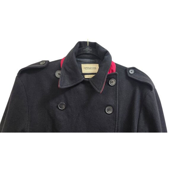 OPERATIONS NYC Black Wool Cashmere Military Peacoat Trench Coat Small USA Made - Picture 6 of 16